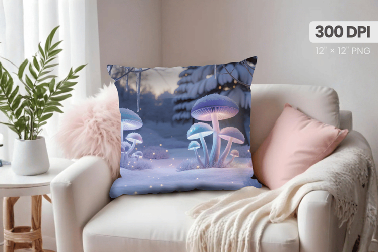 Winter Christmas Wonderland PNG Pillow, Winter Pillow Design