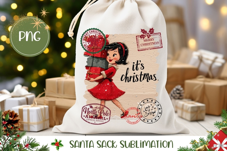 It is Christmas Santa Sack Template, Winter Gift Bag