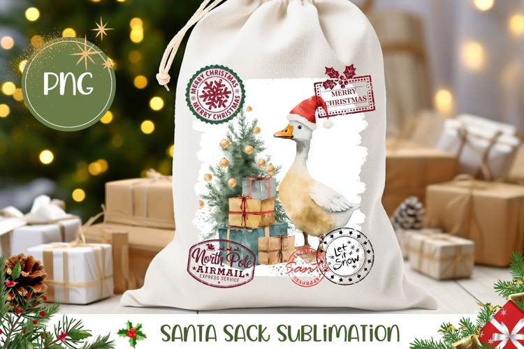 Christmas Goose Santa Sack Design, Christmas Goose Gift Bag