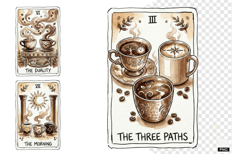 Coffee Time Tarot Cards PNG