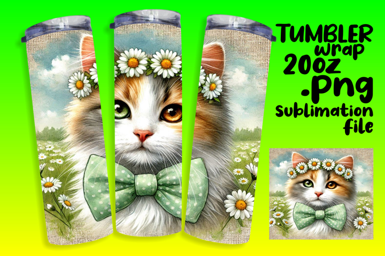 LUXURIOUS 20oz PNG Tumbler Template , Cute Cat