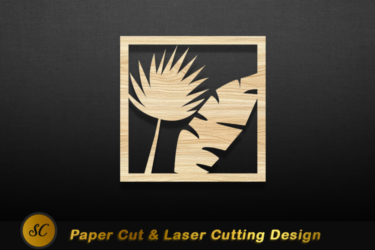 Tropical Leaf Wood Cut Design image Laser cut