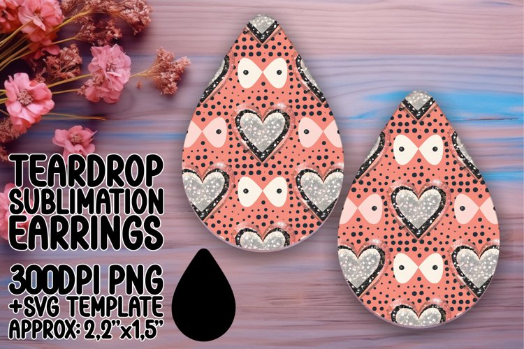 Whimsical Teardrop Earrings Design PNG , Heart