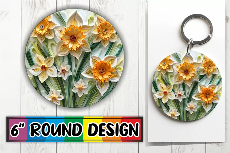 Vibrant 3D Blossom Keychain & Coaster