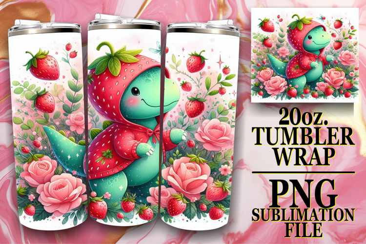 Radiant Memories 20oz tumbler wrap, Cute Dino
