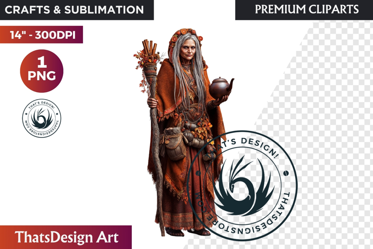 Fantasy Autumn Guardian - Epic Fall Character Clipart PNG