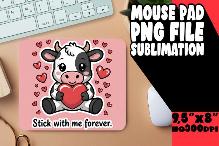 COZY MOUSE MAT CREATIVE SUBLIMATION, Cute Cow
