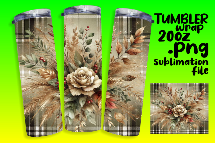 20oz Tumbler Sublimation PNG , Autumn Flower