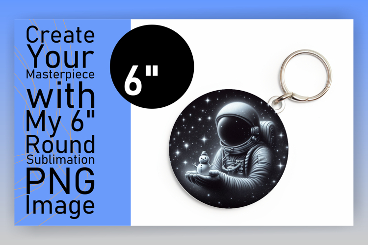 Elegant Circle Design Keychain Artwork , Astronaut
