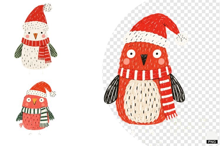Quirky Christmas Birds PNGs example image 1