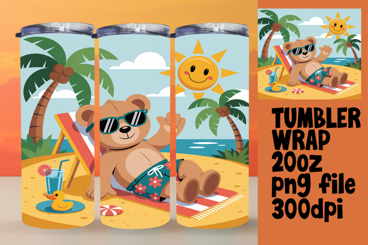 RADIANT 20oz Tumbler Wrap for Personal Use , Cute Bear