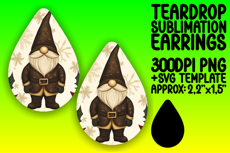 Sleek Teardrop Earrings Artwork PNG , Gnome