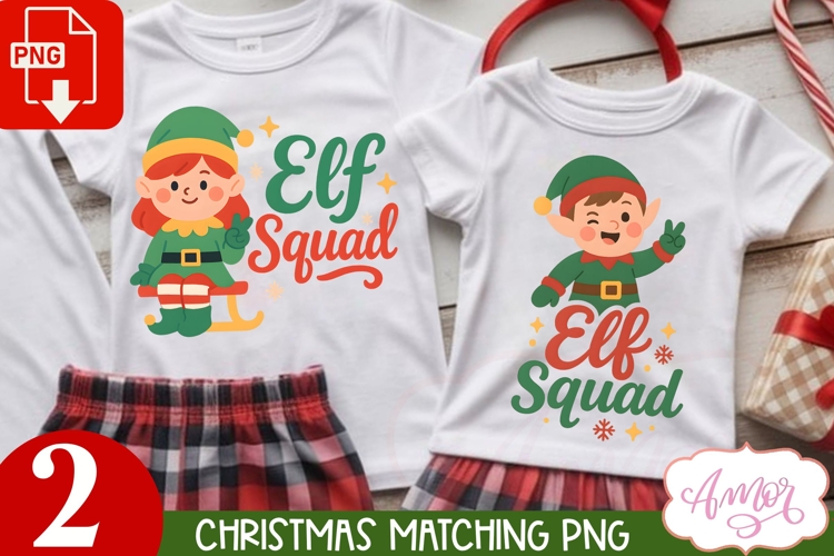 Elf squad PNG, Christmas sibilings matching designs