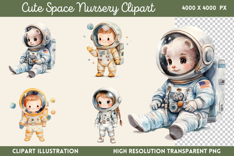 Cute Space Nursery Clipart Sublimation PNG