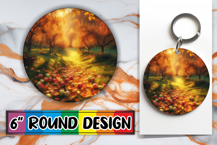 Whimsical Round Keychain Sublimation, Autumn