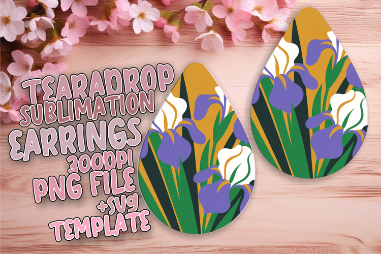 Vibrant Teardrop Earrings Artwork PNG , Flowers