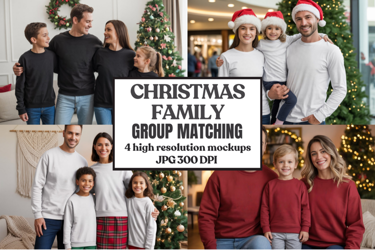 Christmas Family Matching T-Shirt Mockups | Holiday Group