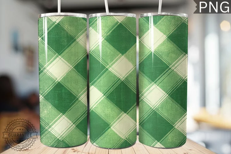 Green Plaid Tumbler Wrap - High Quality 300 Dpi