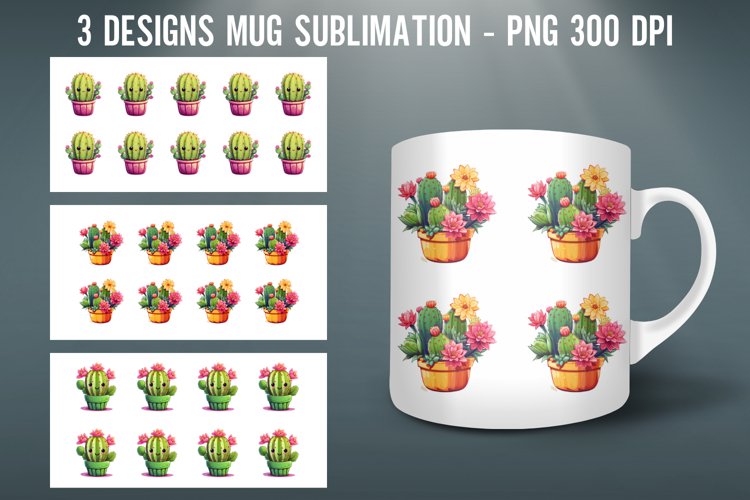 Cactus Mug Wrap Sublimation Designs|Mug Wrap example image 1