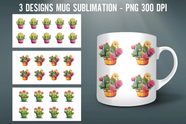 Cactus Mug Wrap Sublimation Designs|Mug Wrap
