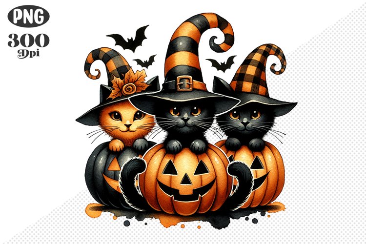 Halloween Cat And Pumpkin Sublimation - Clipart PNG Design