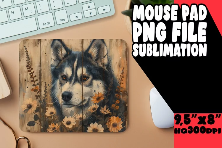 Dog on Wood Print Mouse Pad