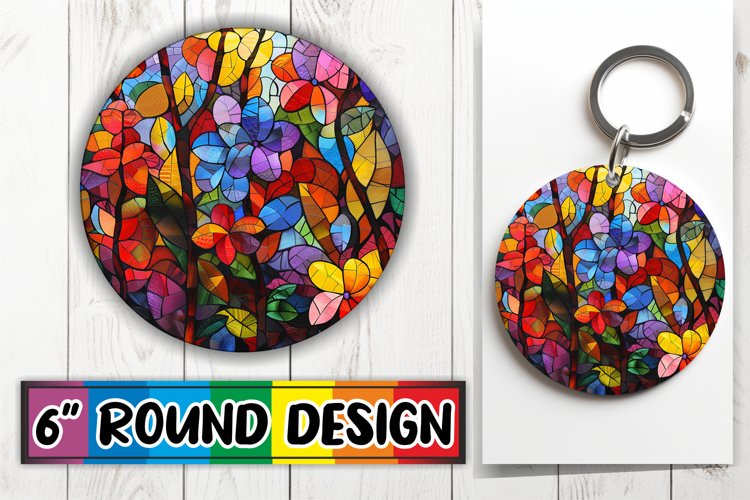 Colorful Stained Glass Tree Design PNG Wrap