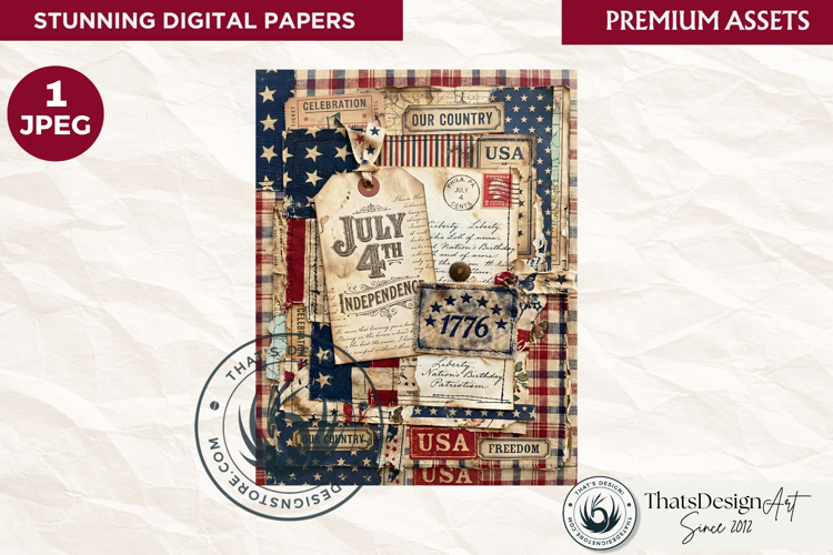 Vintage Patriotic 4th of July Junk Journal digital paper