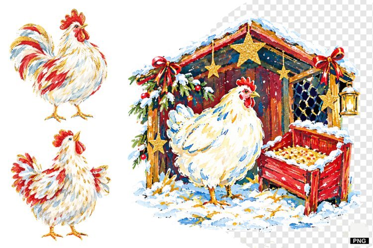 Christmas Chicken Coop Clipart example image 1