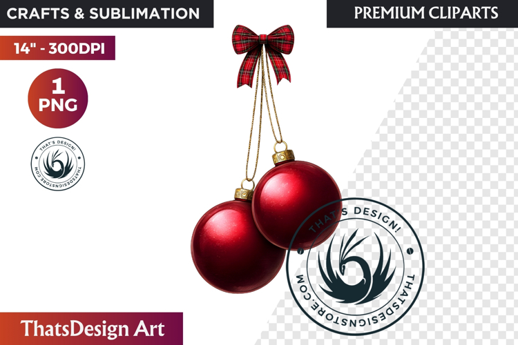 Christmas Baubles Clipart, Festive Holiday Ornaments PNG