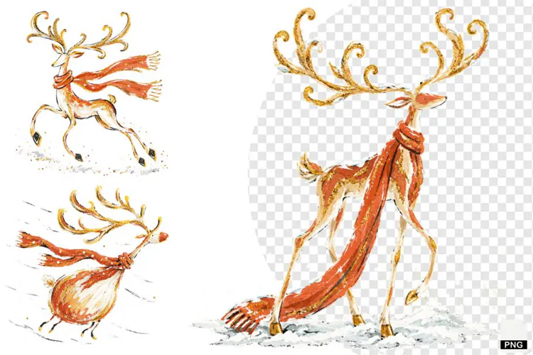 Christmas Reindeer With Scarf PNG