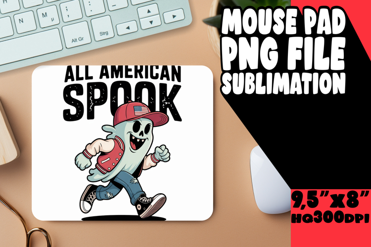 Vibrant mouse pad SUBLIMATION PNG, Funny Ghost