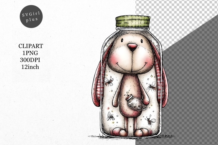 Bunny Clipart, Easter Clipart, Whimsical Clipart,