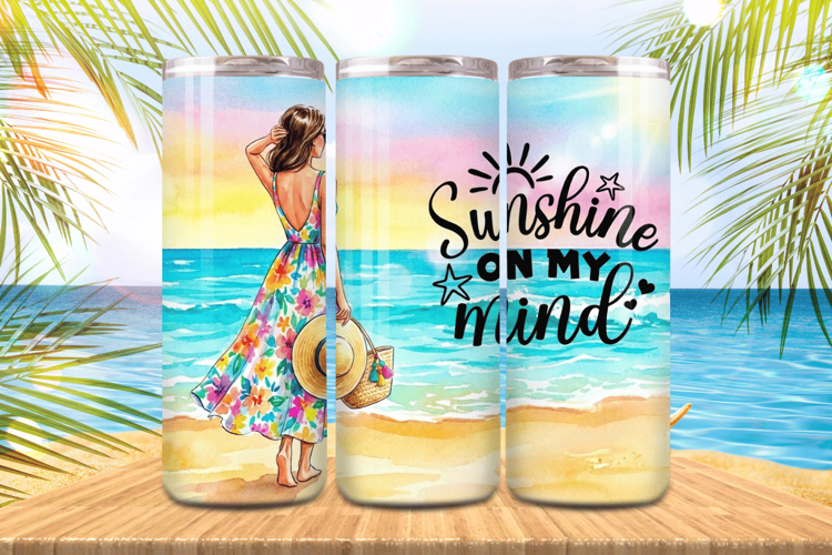 Sunshine on my mind cute girl beach vibes Tumbler Wrap PNG S