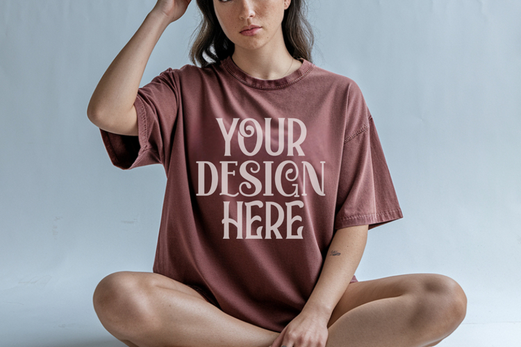 Brick Comfort Colors 1717 T-shirt Mockups, Real Model Mo
