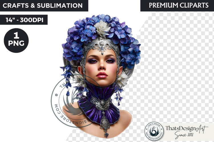 Royal Hydrangea Guardian Fantasy Warrior Floral Graphic