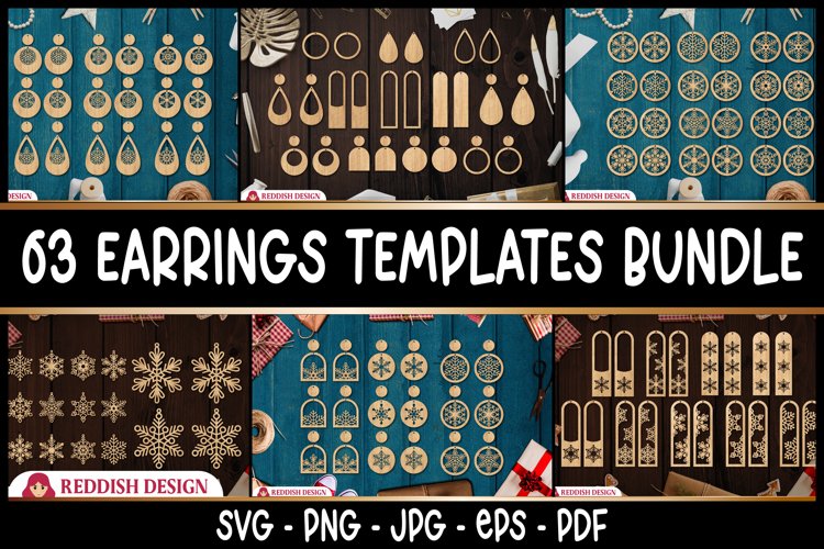 63 Snowflake earrings SVG bundle.Laser Cut Files Bundle