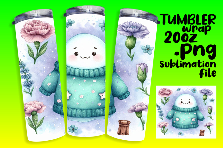 20oz Tumbler Template for Any Occasion , Cute Ghost