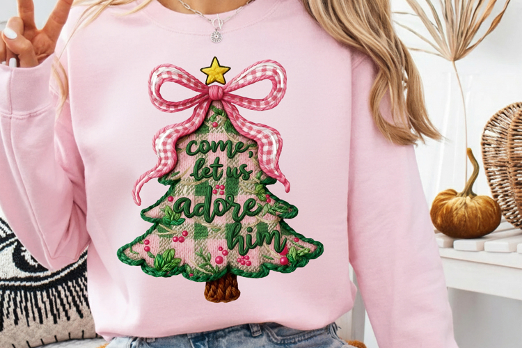 Oh Come Let Us Adore Him Png, Yarn Crochet Christmas Png,