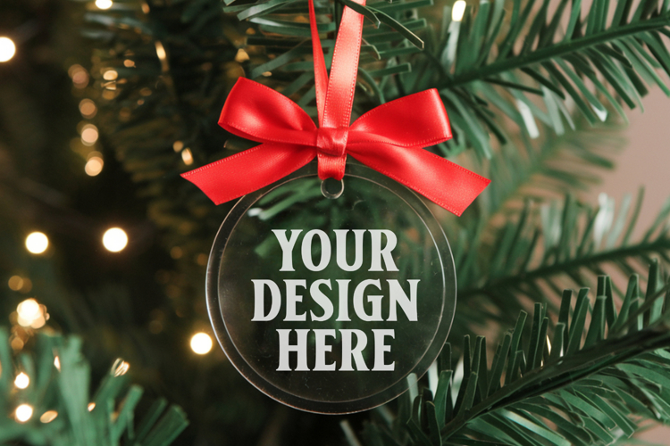 Acrylic Christmas Ornament Mockups | Clear Holiday Ornament
