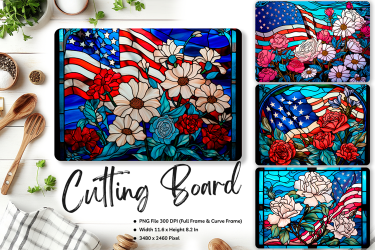Patriotic Cutting Board USA Flag 4 of July Chopping Board_65