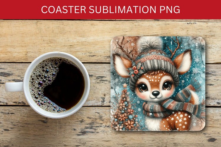 square coaster - christmas reindeers