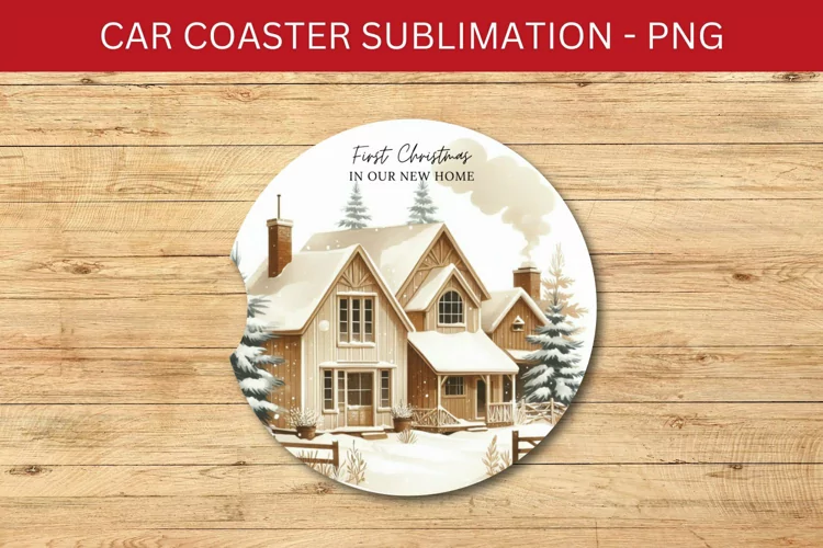 rounded car coaster - cottage house