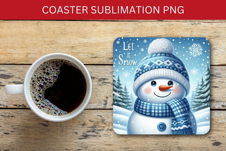 square coaster - snowman example image 1