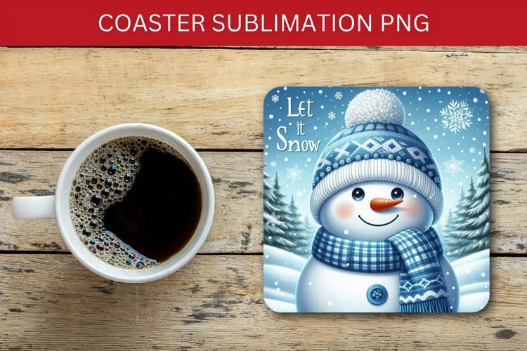 square coaster - snowman