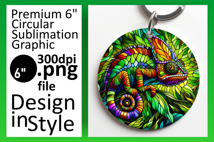 Vibrant Round Design Keychain Artwork , Animals