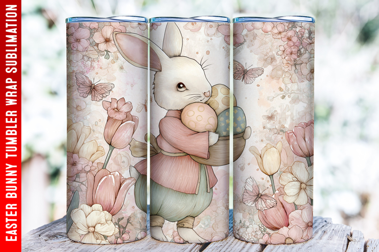 Easter Bunny Tumbler Wrap | 20oz Straight & Tapered Tumbler