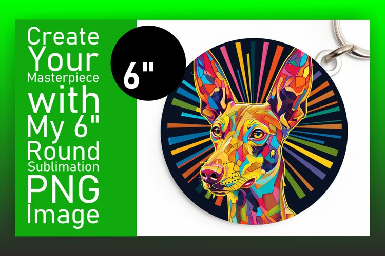Expressive Colorful Dog Round Design Keychain Sublimation