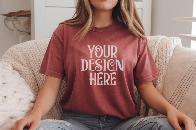 Crimson Comfort Colors 1717 T-shirt Mockups,1717 Mockups