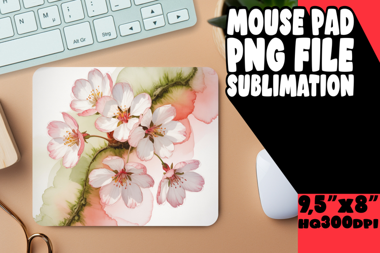 Blissful Mouse Mat Sublimation PNG, Flowers